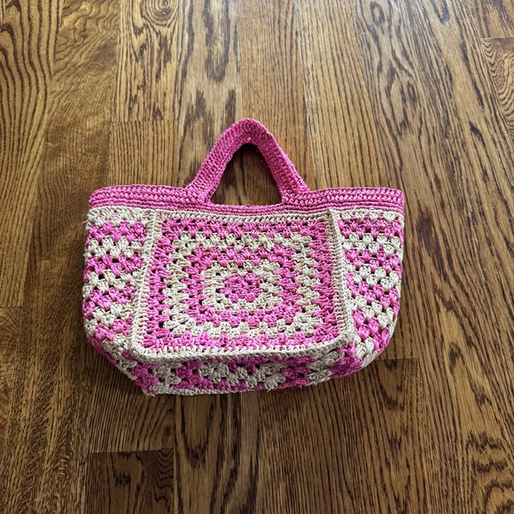 Eilaf Crochet Howdah Pink & Beige Tote Bag - Picture 3 of 7